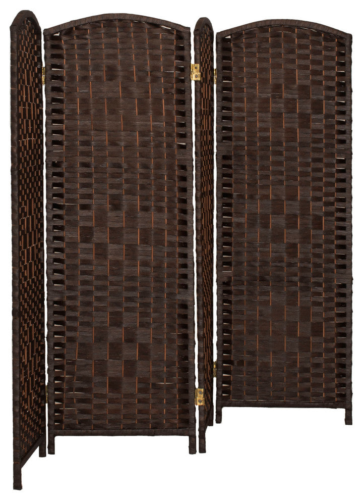 4 ft. Short Diamond Weave Fiber Room Divider Dark Mocha 4 Panel