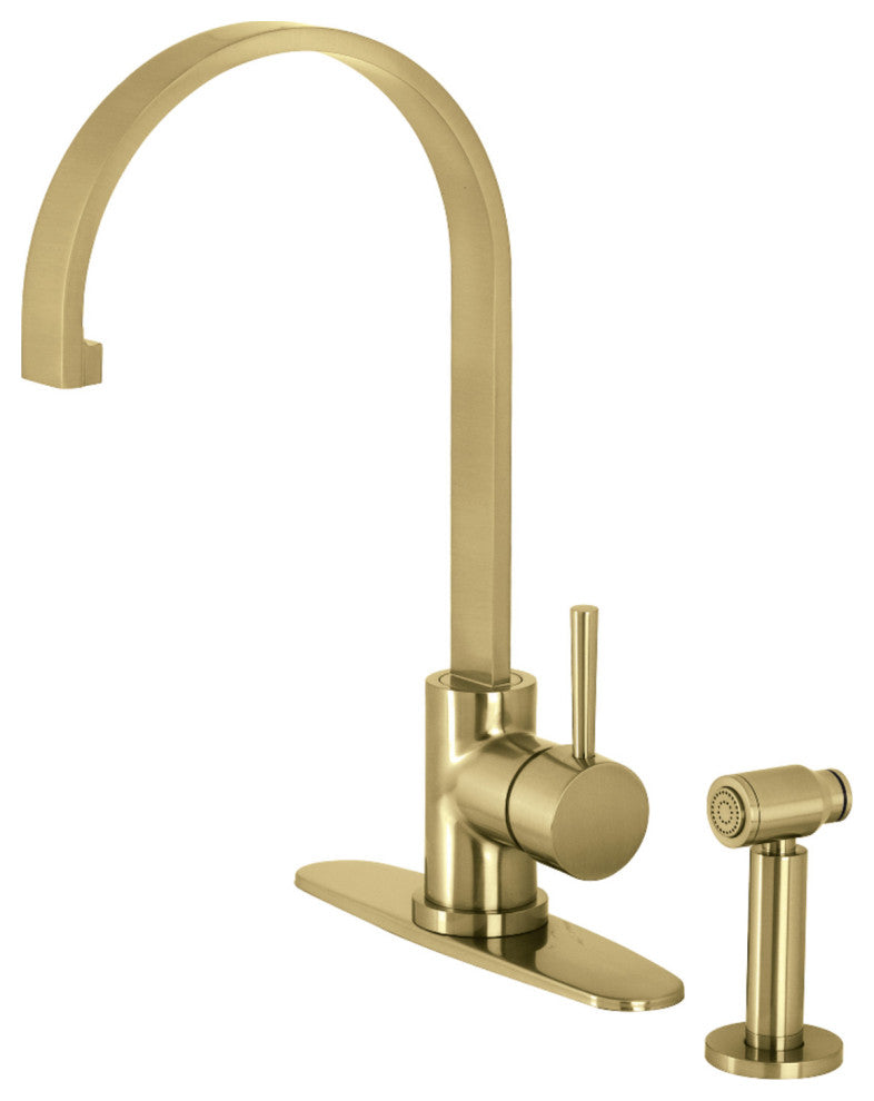 LS8713DLBS Single-Handle Kitchen Faucet With Brass Sprayer, Brushed Brass