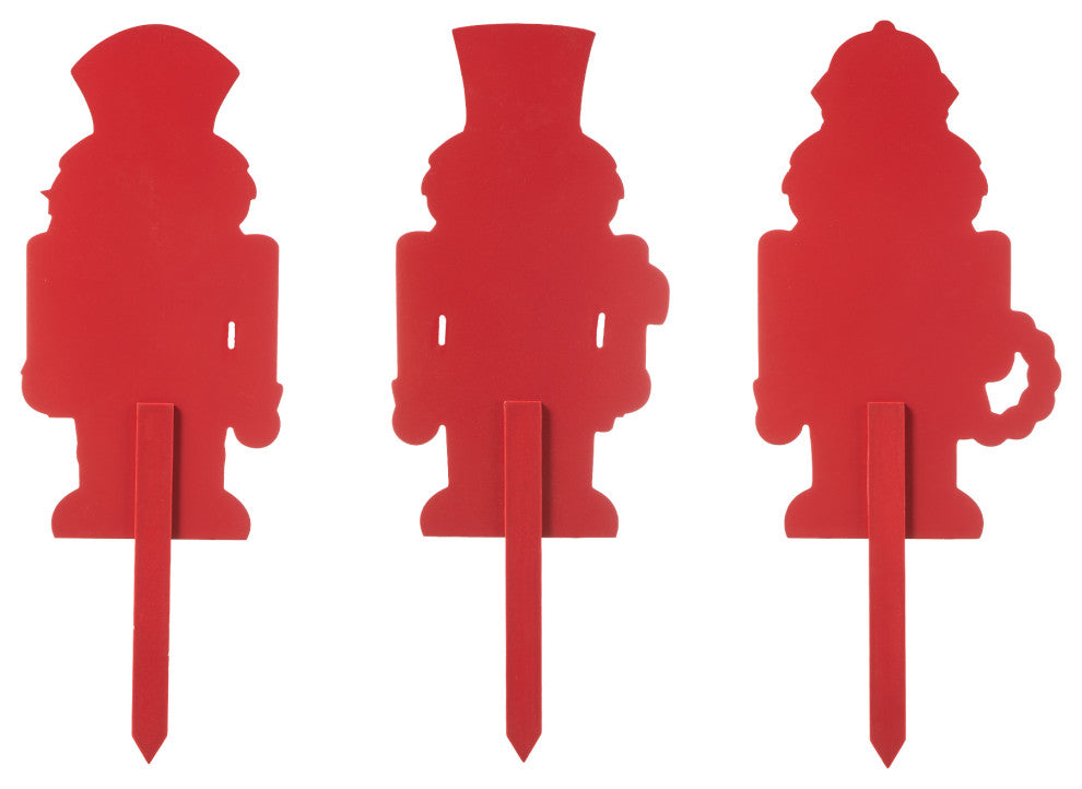 Wooden Nutcracker Yard Stake, 3-Piece Set