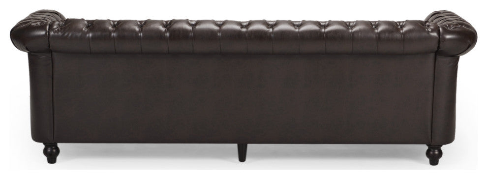 Garrison Tufted Chesterfield Faux Leather 3 Seater Sofa