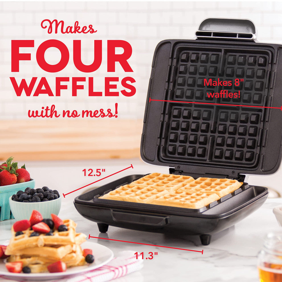 Deluxe No-Drip Waffle Iron Maker Machine 1200W + Hash Browns, Silver