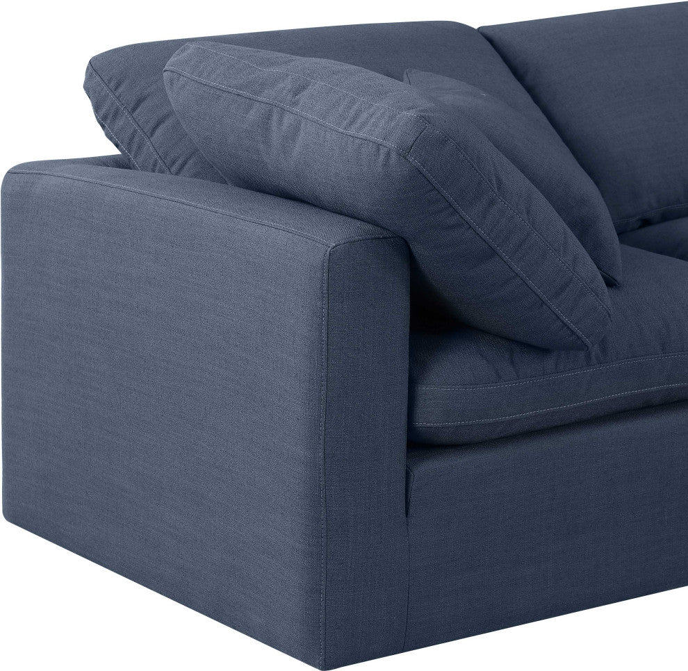 Indulge Upholstered Modular Sofa, Navy, 2-Piece: 2 Corner Chair, Down Stuffed Linen Textured Fabric