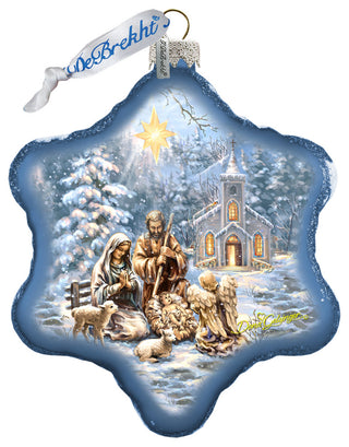 Nativity at the Chapel Glass Ornament