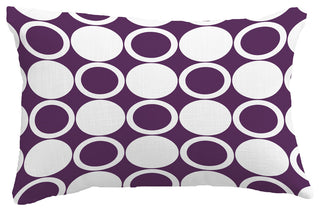Small Modcircles Geometric Print Pillow With Linen Texture, Purple, 14"x20"