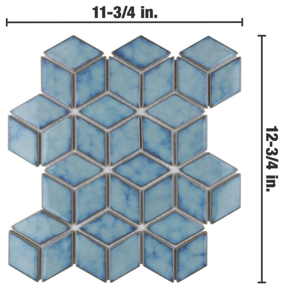 Hudson Rhombus Porcelain Mosaic Tile Sample