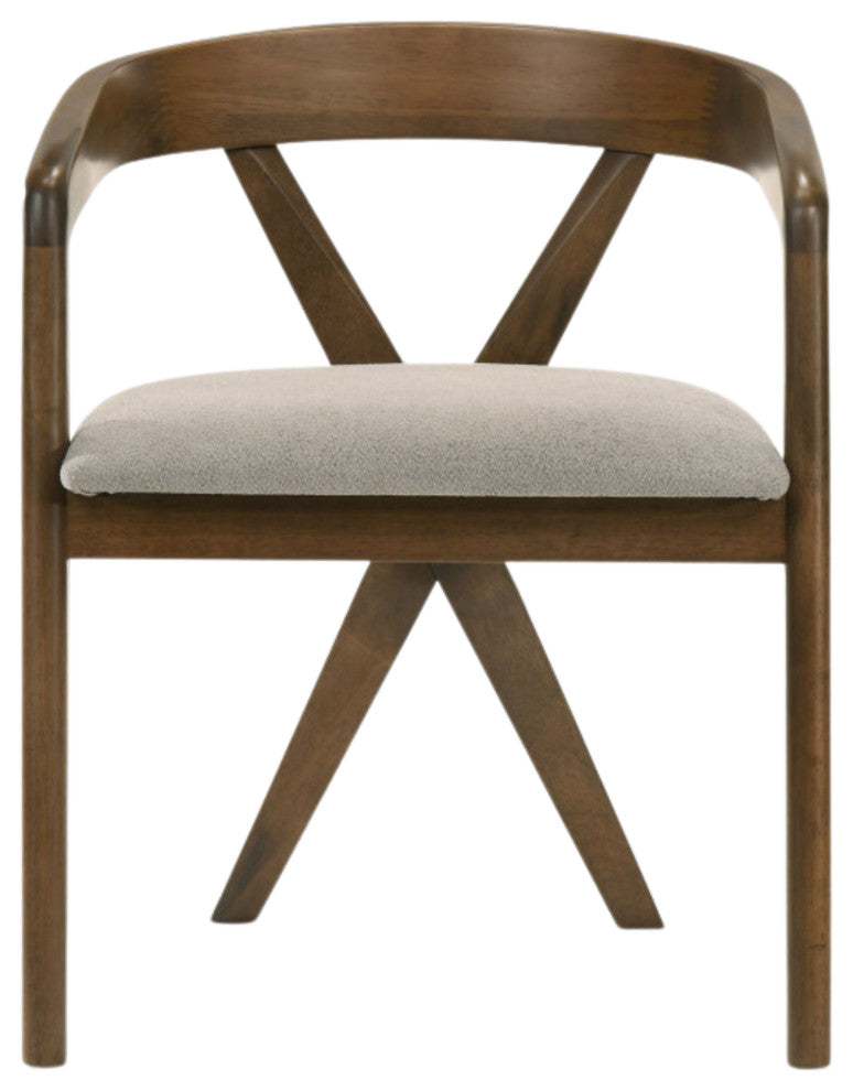 Modrest Weiss Mid-Century Modern Light Brown Fabric, Walnut Dining Chair