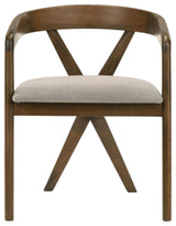 Modrest Weiss Mid-Century Modern Light Brown Fabric, Walnut Dining Chair