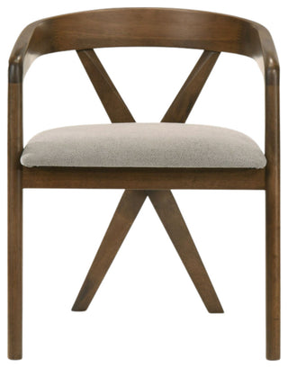 Modrest Weiss Mid-Century Modern Light Brown Fabric, Walnut Dining Chair