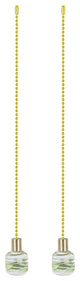 Aspen Creative 20509-X, 12" Glass Knob with Pull Chain, Clear With Green Grain,