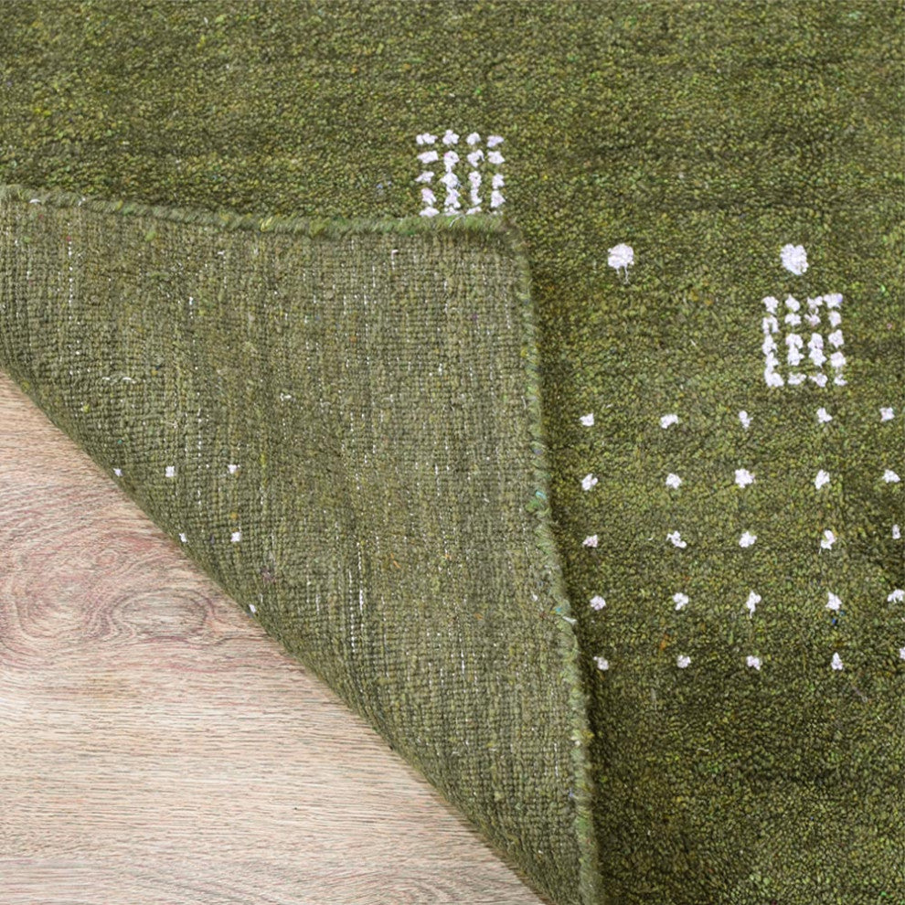 HAND KNOTTED LOOM SILK ECO-FRIENDLY AREA RUG -6'x9',Rectangle,Green,Contemporary