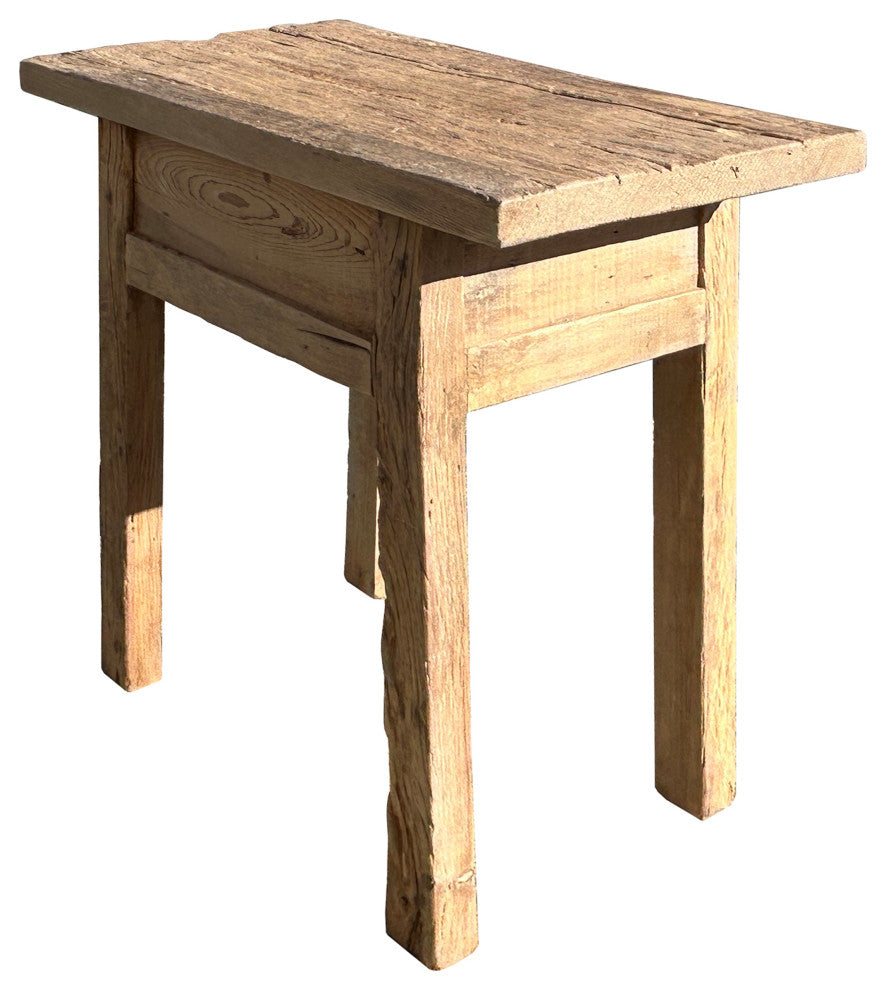 Natural Wood Minimalistic Rough Grain Wood Side Table Pedestal