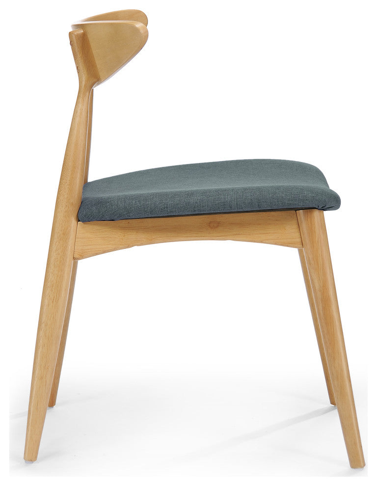 GDF Studio Issaic Mid Century Design Wood Dining Chairs, Set of 2, Gray/Oak