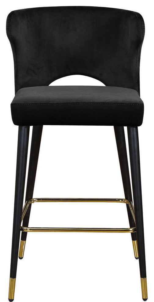 Kelly Velvet Stool (Set of 2), Black