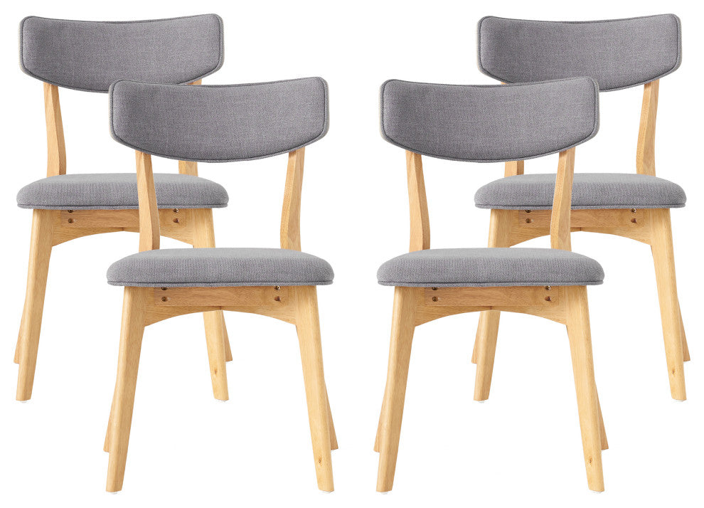 GDF Studio Mid-Century Modern Upholstered Dining Chairs, Set of 4, Dark Gray/Oak