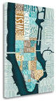 "Manhattan Map Blue Brown" By Michael Mullan, Giclee on Gallery Wrap Canvas