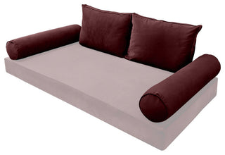STYLE V1 Full Velvet Pipe Trim Indoor Daybed Bolster Pillow |COVER ONLY| AD368