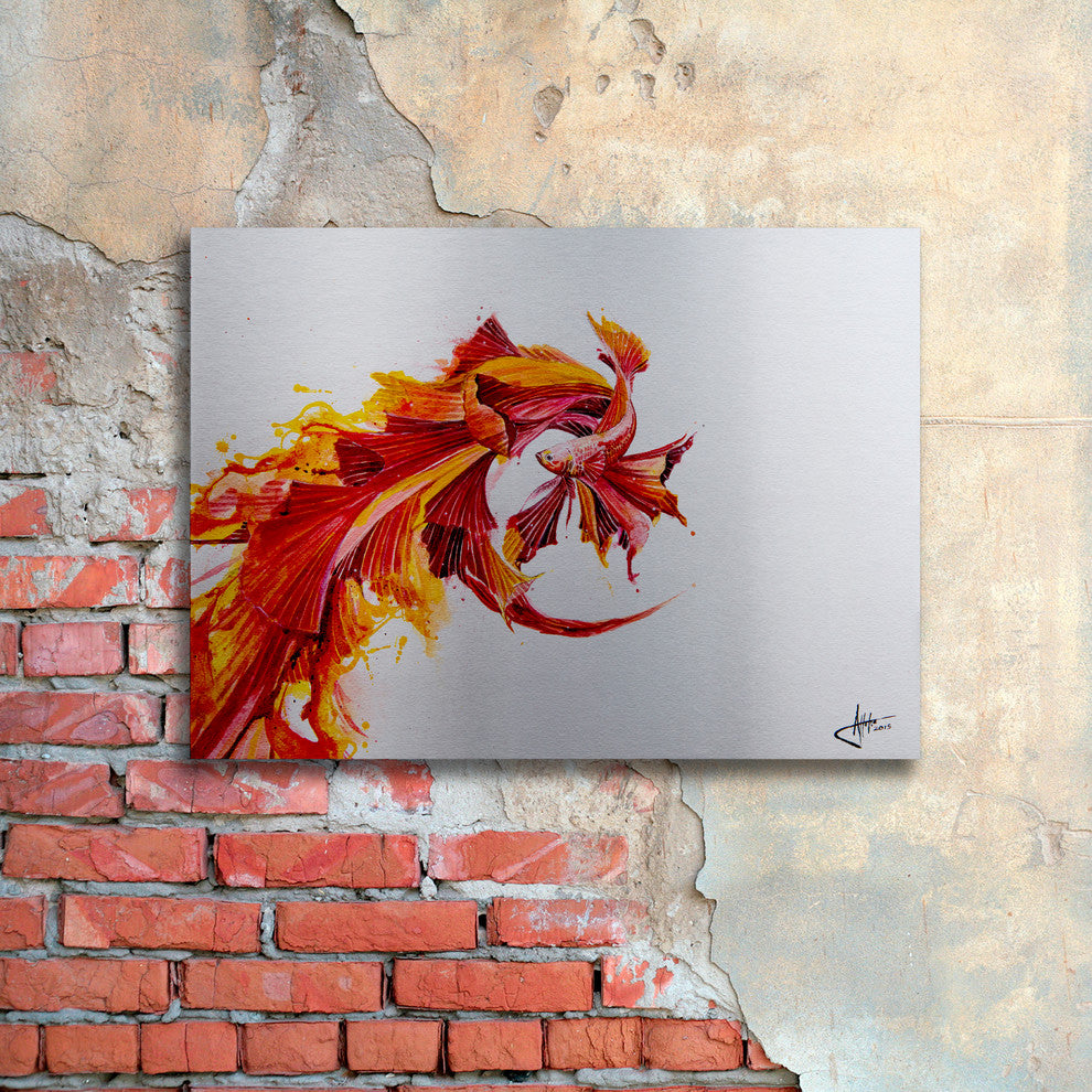 Marc Allante 'Ignite' Floating Brushed Aluminum Art, 22x16