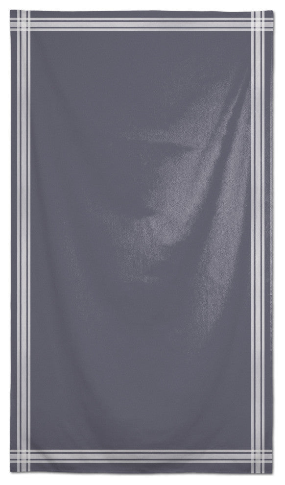 Striped Border Linen Dark Gray 58x102 Tablecloth