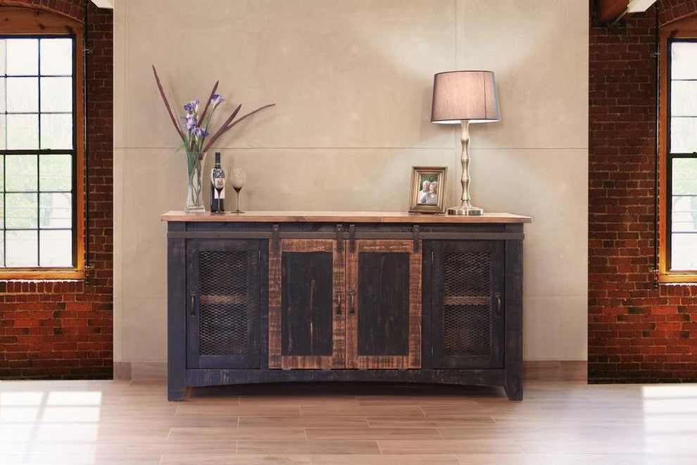 Greenview Sliding Door TV Stand - Black, 70"