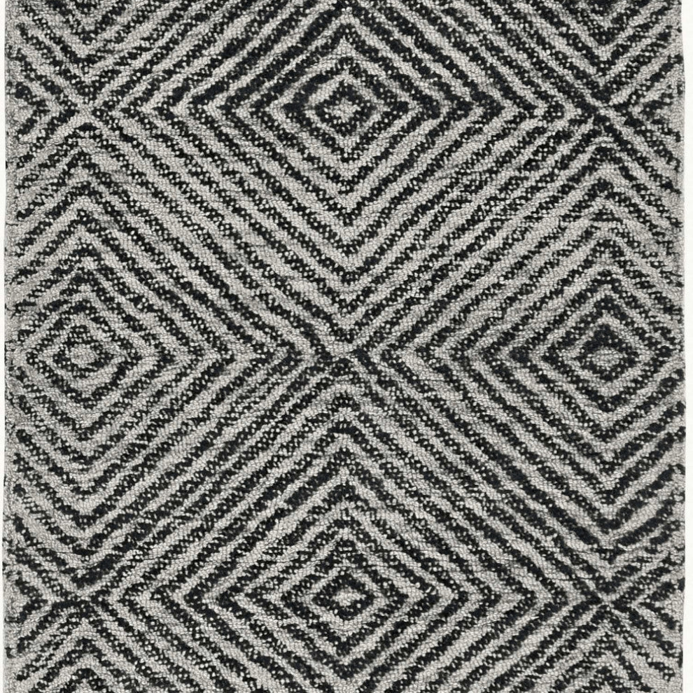 7'X10' Grey Black Hand Tufted Space Dyed Geometric Indoor Area Rug