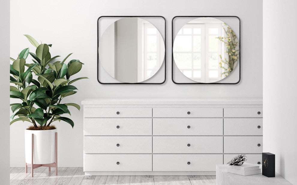 Nobles Radius Corner Framed Mirror, Black 24x24