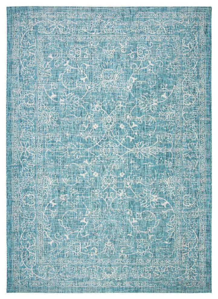 Safavieh Courtyard Cy8680-37121 Outdoor Rug, Aqua and Gray, 5'3"x5'3" Square