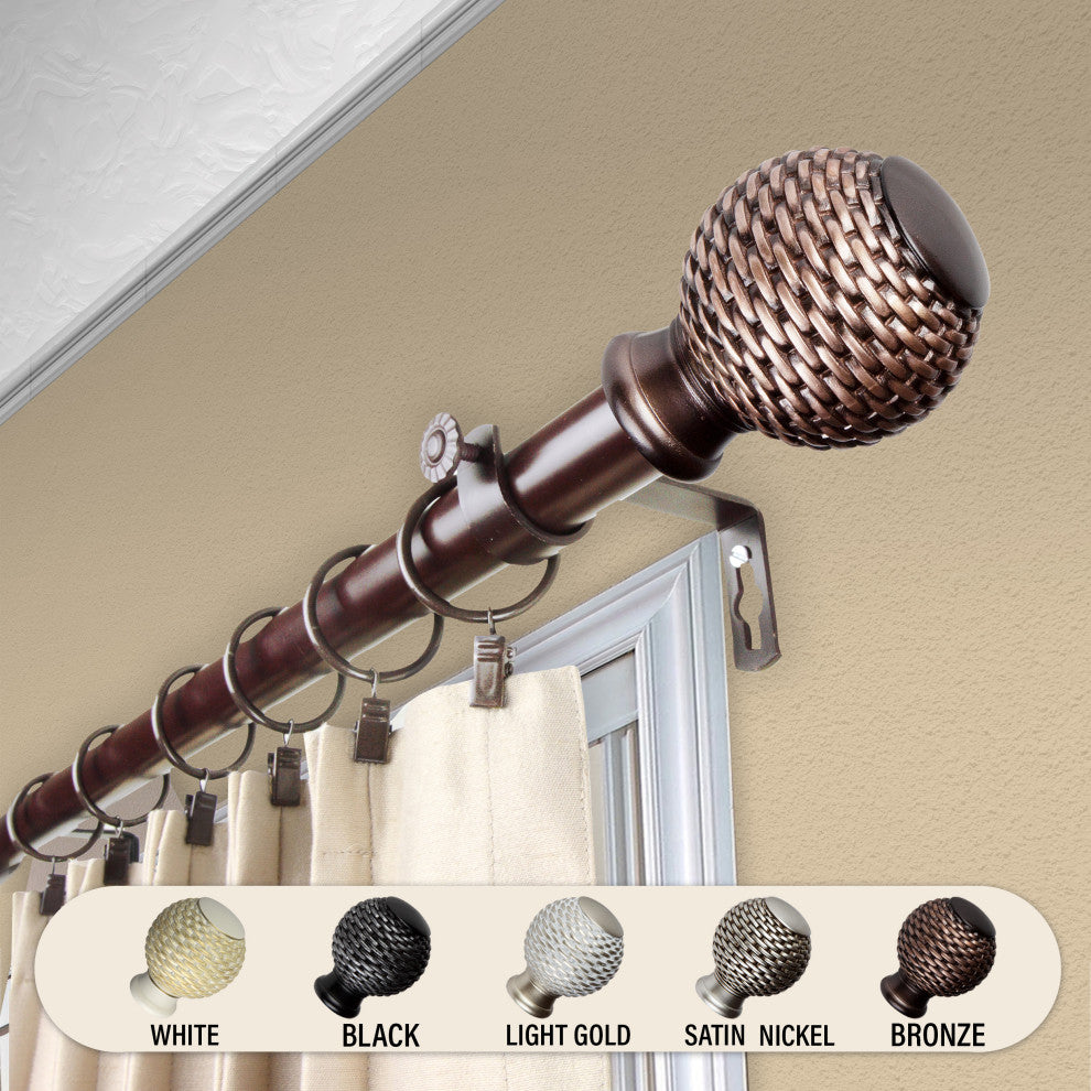 Wicker 1" Curtain Rod, Bronze, 48-84"