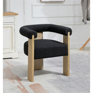 Maklaine 20.5" Mid-Century Fabric Dining Chair in Black/Natural