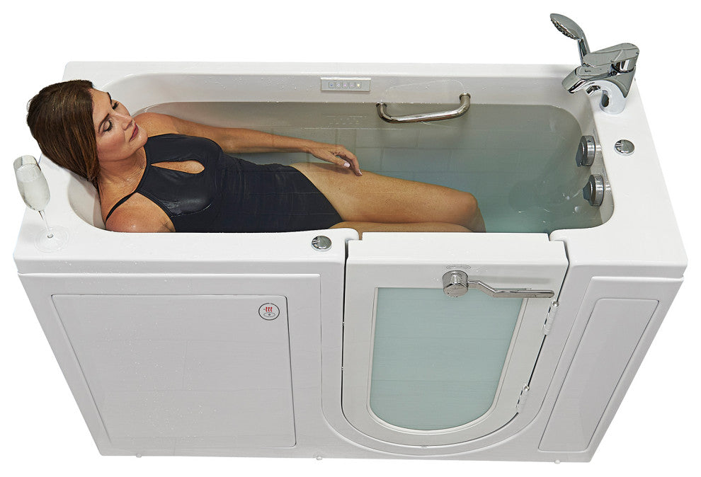 Ella Lounger 27"x60" Acrylic Massage Walk-In Bathtub, Outward Swing Door, Faucet