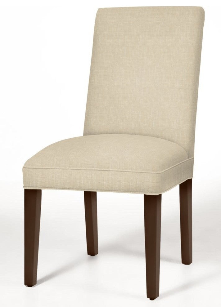 Preston Parsons Dining Chair With Brown Cherry Tapered Legs, Cream