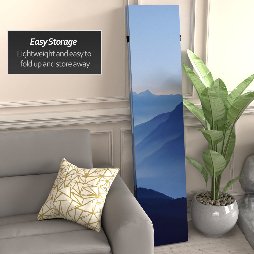 6' Tall Double Sided Misty Mountain Canvas Room Divider