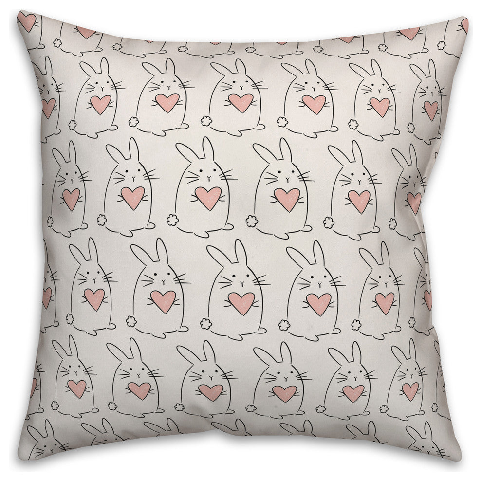 Love Bunny Pattern 16x16 Throw Pillow Cover