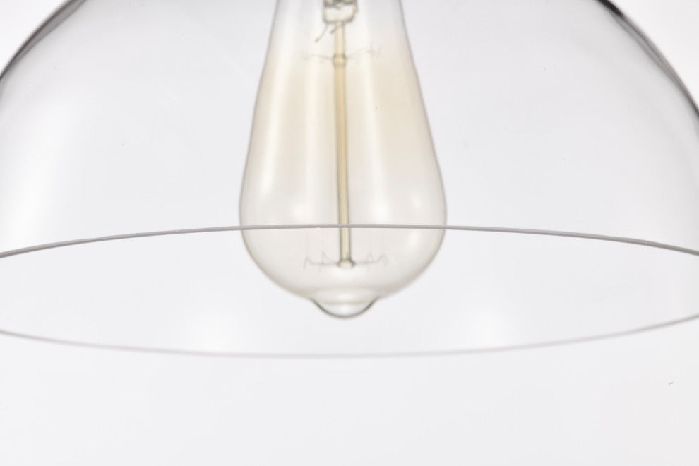 10 in. 1-Light Black and Antique Brass Pendant Light With Clear Dome Glass Shade