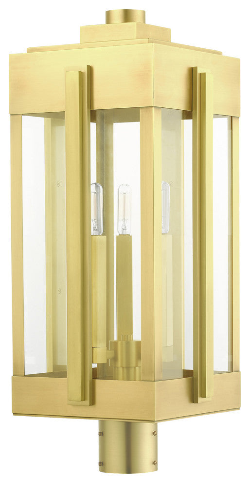 Natural Brass Art Deco, Sophisticated Outdoor Post Top Lantern