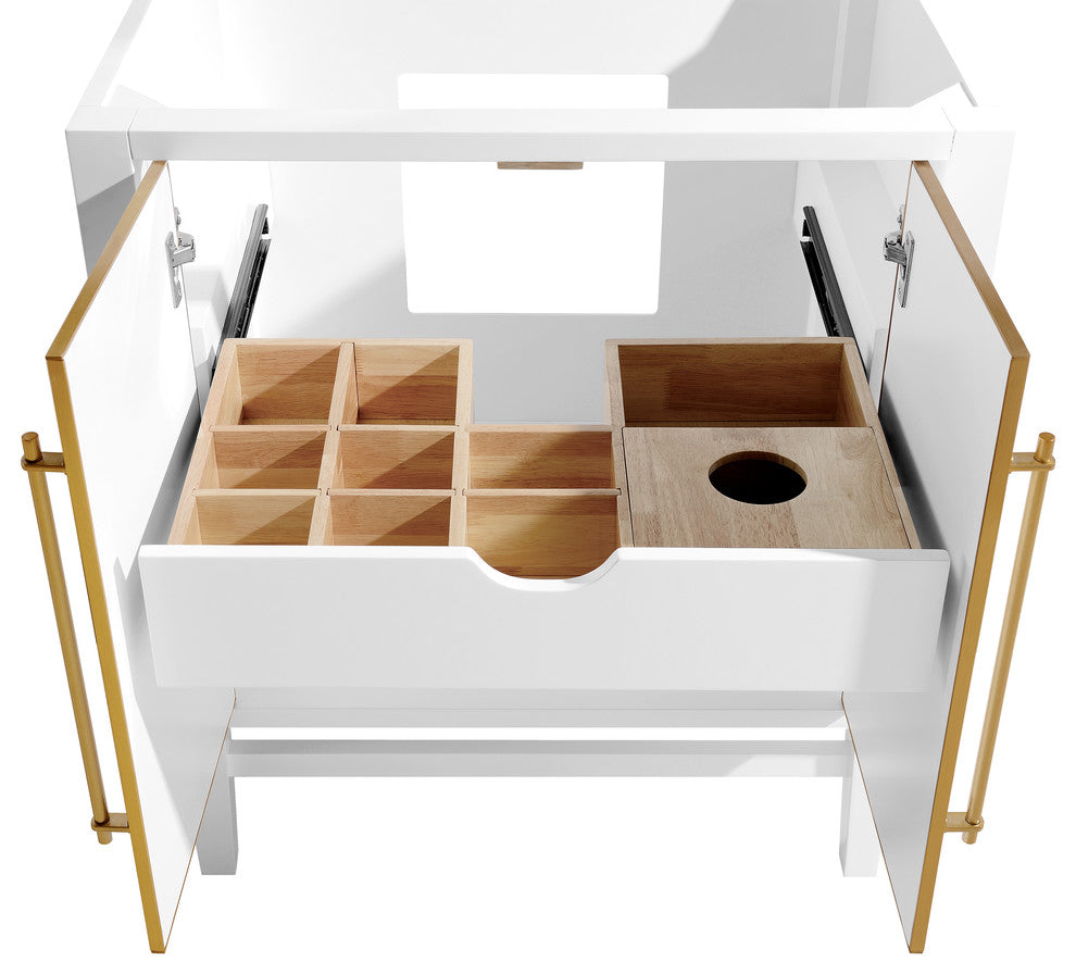 Mason 24" Vanity Only, White With Matte Gold Hardware