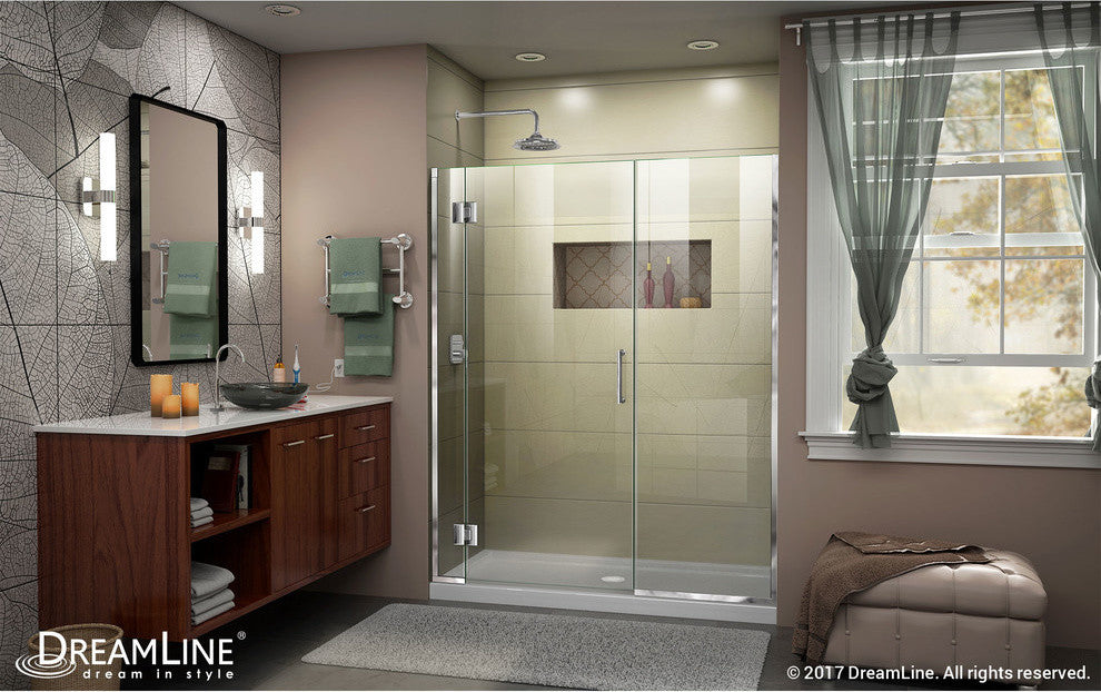DreamLine Unidoor-X 59.5-60" Hinged Shower Door, Chrome
