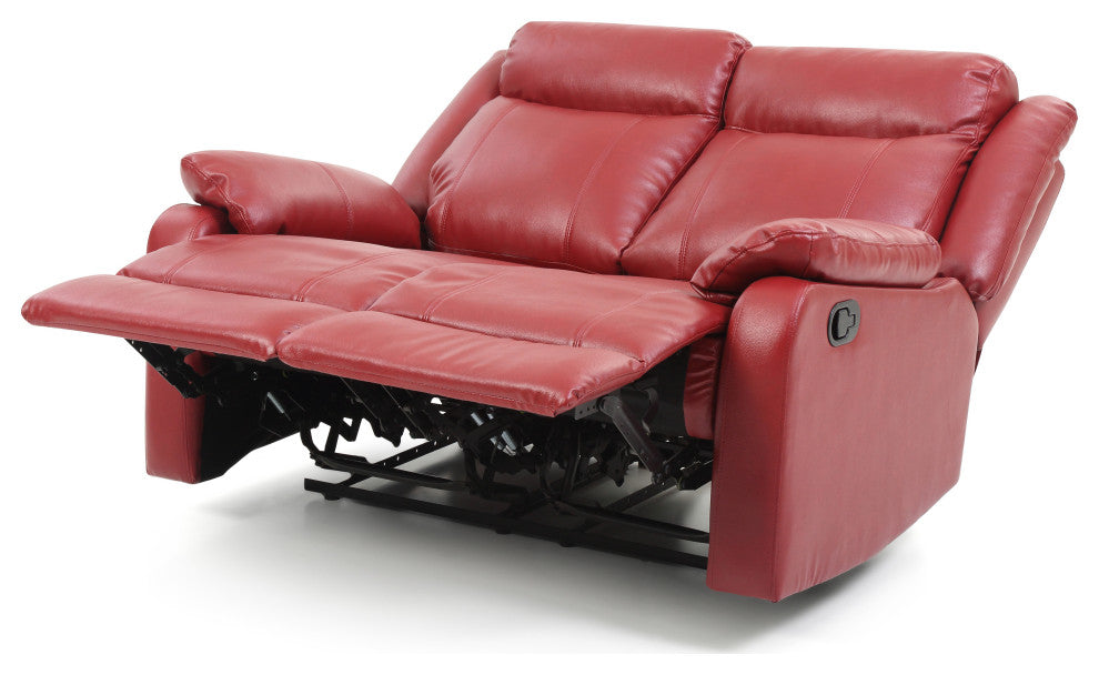 Cobre Faux Leather Double Reclining Love Seat, Red