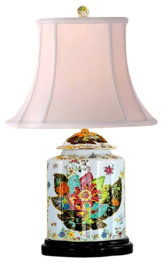 Tobacco Leaf Porcelain Tea Jar Caddy Table Lamp 27"