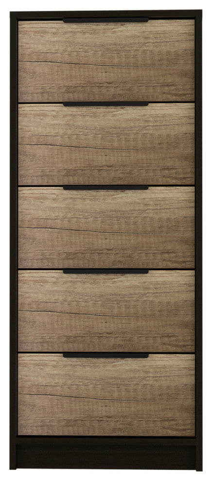 Egeo 5 Drawer Dresser, Black Wengue / Pine