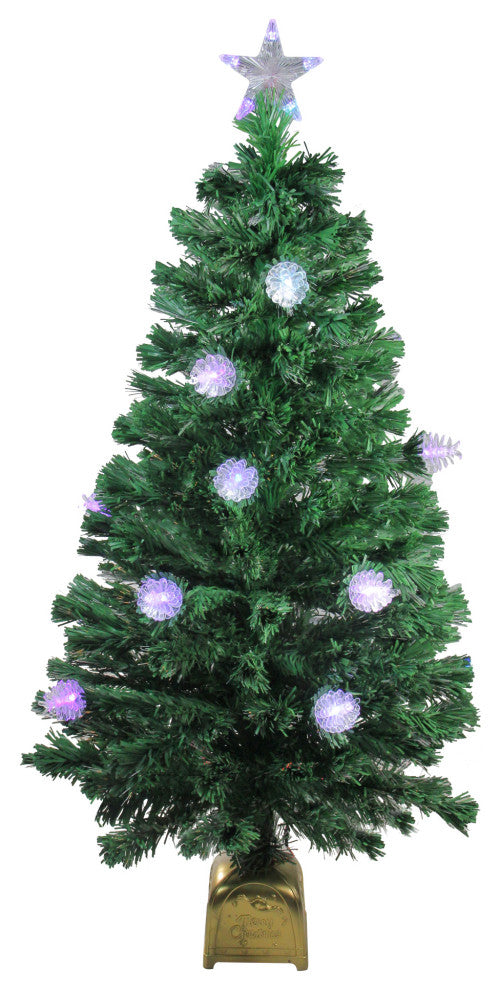 4' Pre-Lit Fiber Optic Pine Cone Artificial Christmas Tree LED Multi Lights