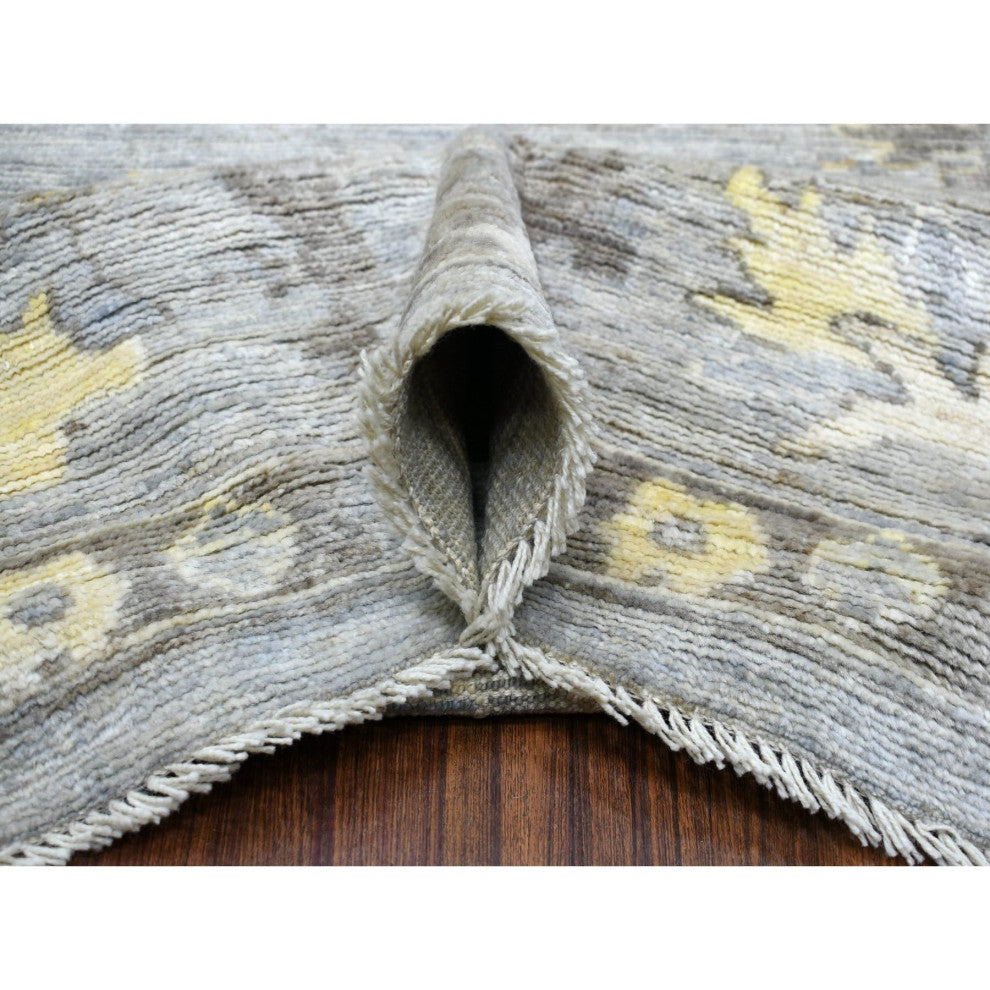 Hand Knotted, Gray, Afghan Angora Ushak and Soft Wool Oriental Rug, 8'0" x 9'10"
