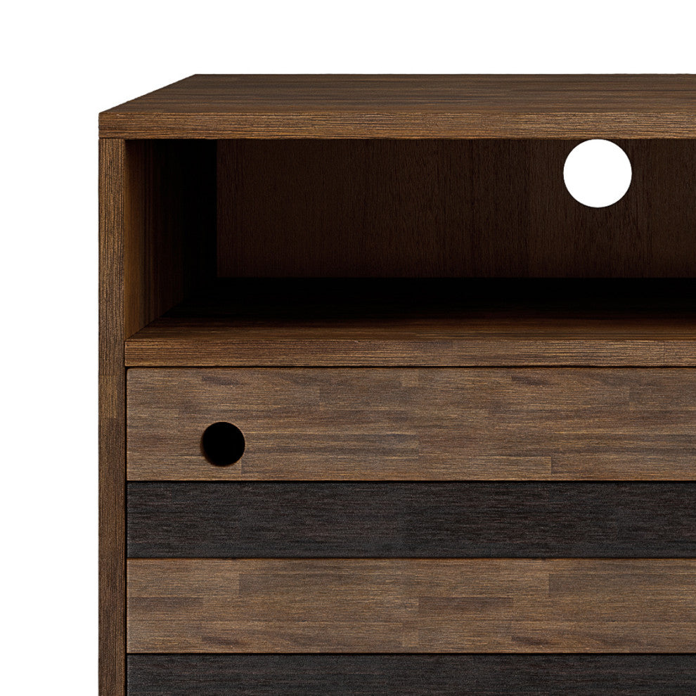 Clarkson Solid Acacia Wood TV Stand, Rustic Natural Aged Brown