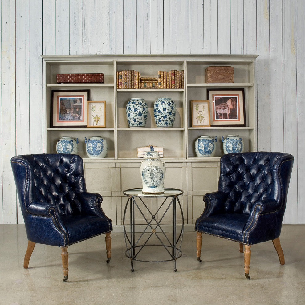 Georgian Barrel Back Wingchair - Chateau Blue