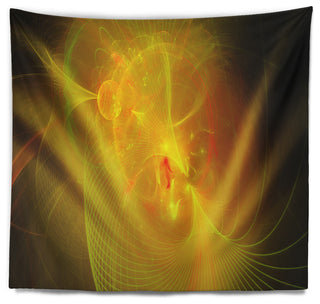 Distant Golden Space Nebula Floral Wall Tapestry, 92"x78"