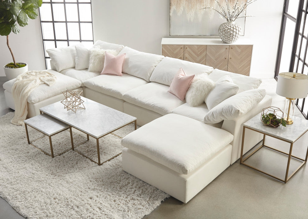 Rectangle Carrera Nesting Coffee Table White Carrera Marble, Brushed Gold