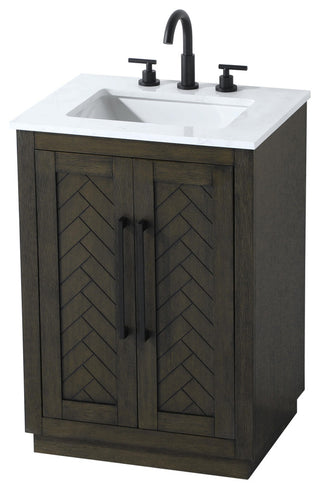 Home Living 24" Single Bathroom Vanity, Chocolate Oak