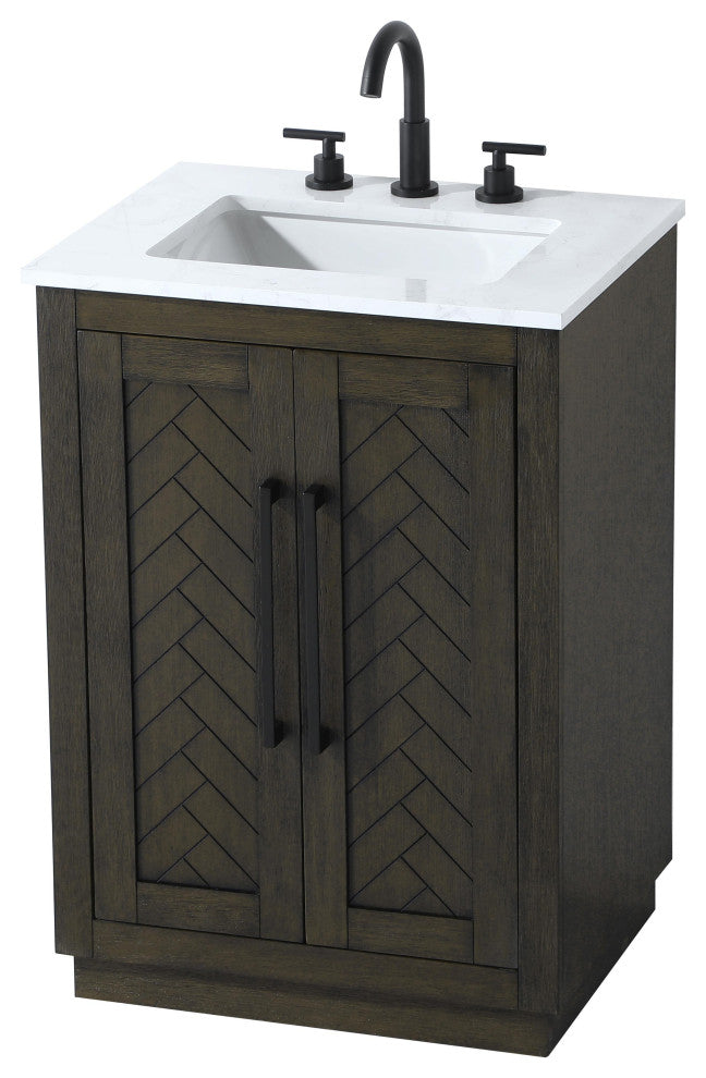 Home Living 24" Single Bathroom Vanity, Chocolate Oak