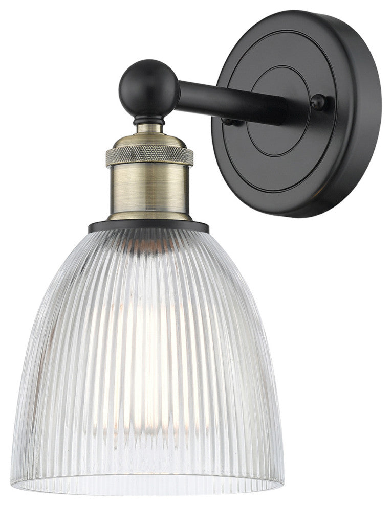 Castile 1-Light 6" Sconce, Black Antique Brass Finish, Clear Shade