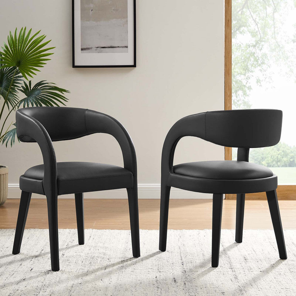 Pinnacle Vegan Leather Dining Chair Set of 2, Black