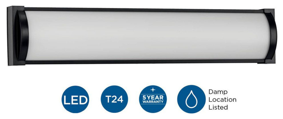 Barril Collection 24" Matte Black Modern Integrated LED Linear Vanity Light